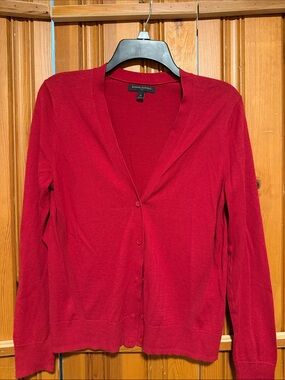 Banana Republic Bright Red V-Neck Button Front Cardigan